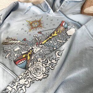 Teton Gravity Grateful Dead Ski Hoodie TGR Intergalactic Skier sweatshirt flawed